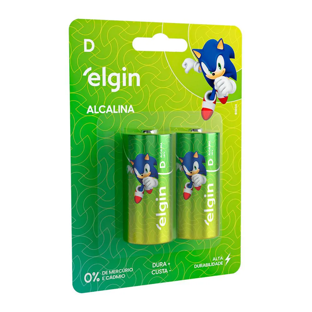 Pilha Alcalina D LR20 Grande Blister Com 2 Unidades Elgin
