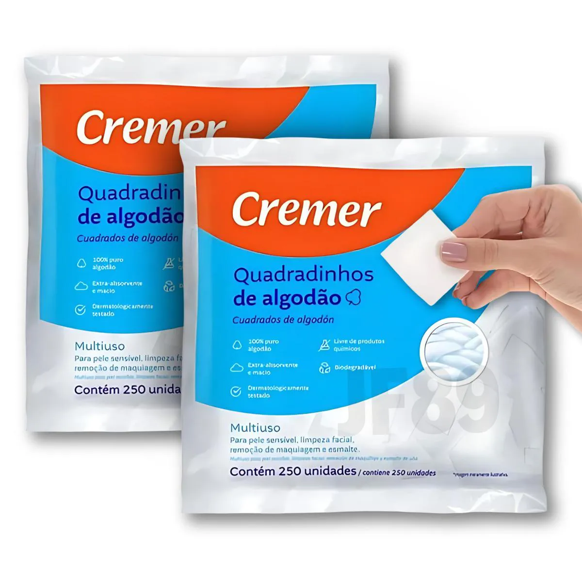 Algodão Prensado Quadrado Cremer Sem Perfume 500 Unidades