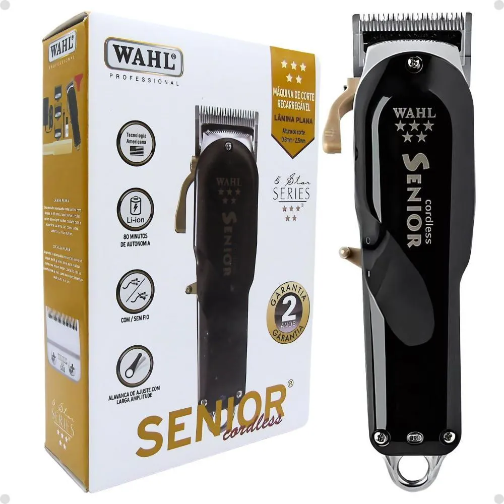 Máquina de Corte Recarregável Wahl Senior Cordless Bivolt