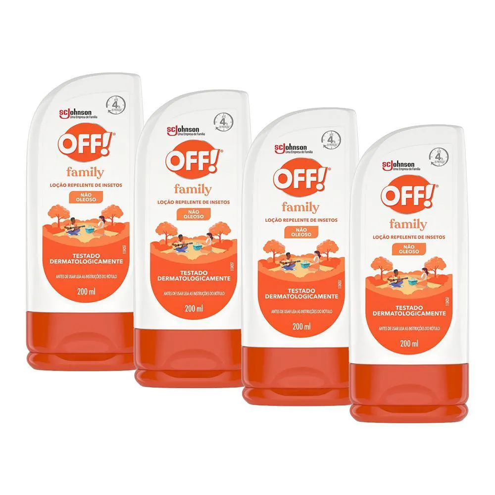 Kit 4 Repelentes Loção Off! Family 200ml Cada
