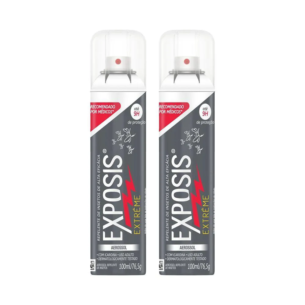 Kit 2 Repelente Aerossol Exposis Extrême 100ml