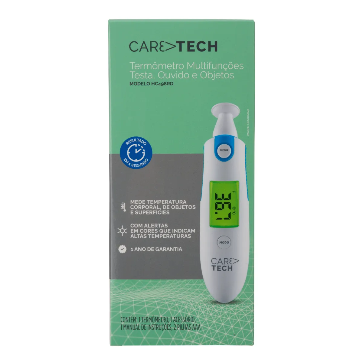 Termômetro Digital Caretech Infravermelho Multifunções HC498RD 1 unidade