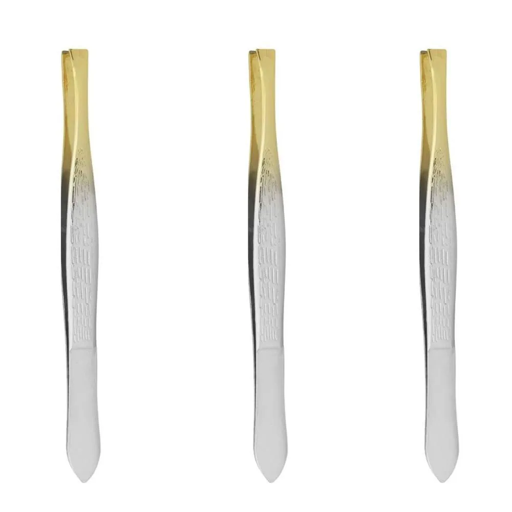 Kit Pinças Belliz Enox Ponta Dourada Reta Cod.700 C/3