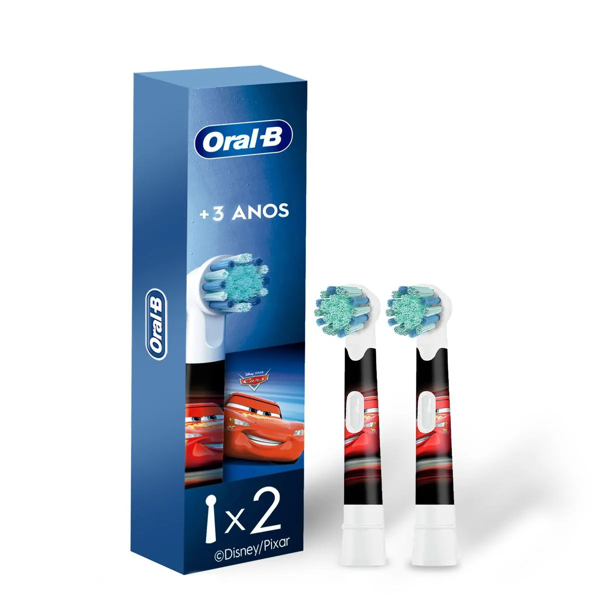 Refil Escova de Dente Elétrica Infantil Oral-B Disney Pixar Carros 2 Unidades