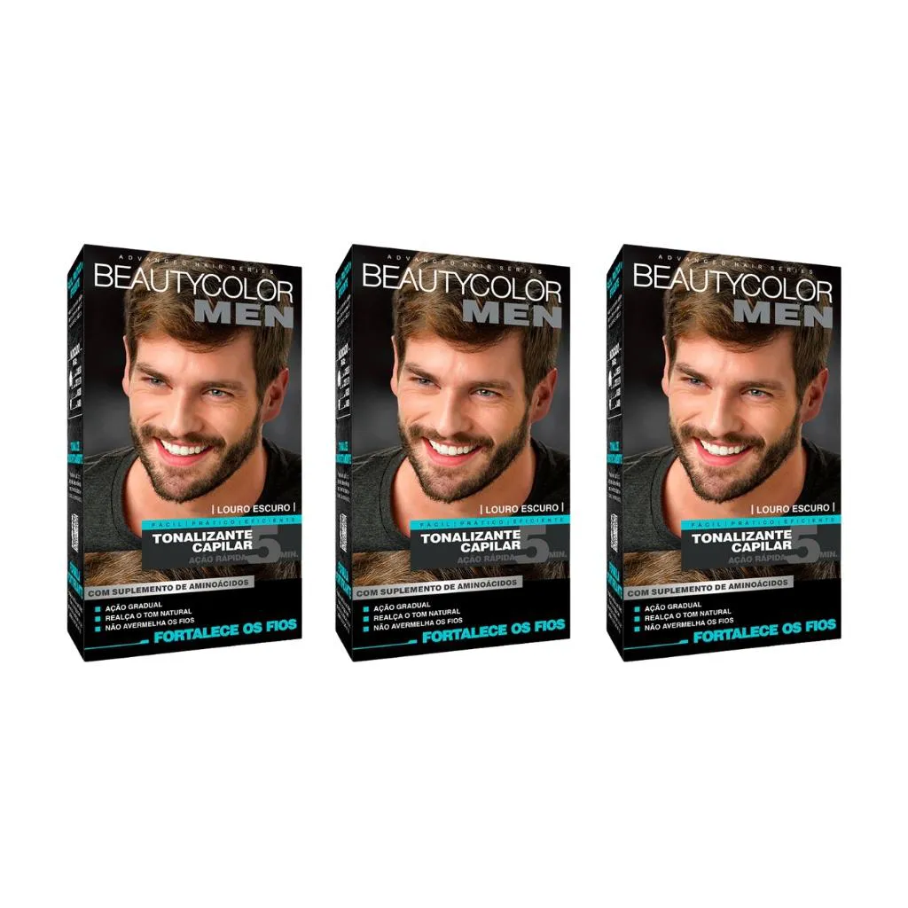 Coloraçao Beauty Color Men Louro Escuro - Kit C / 3un