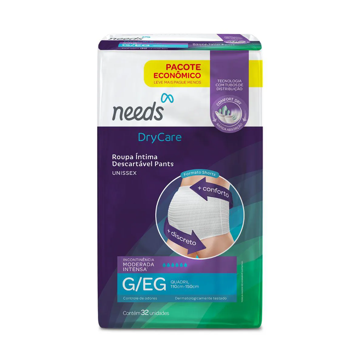 Roupa Íntima Descartável Needs Pants DryCare G/EG 32 Unidades