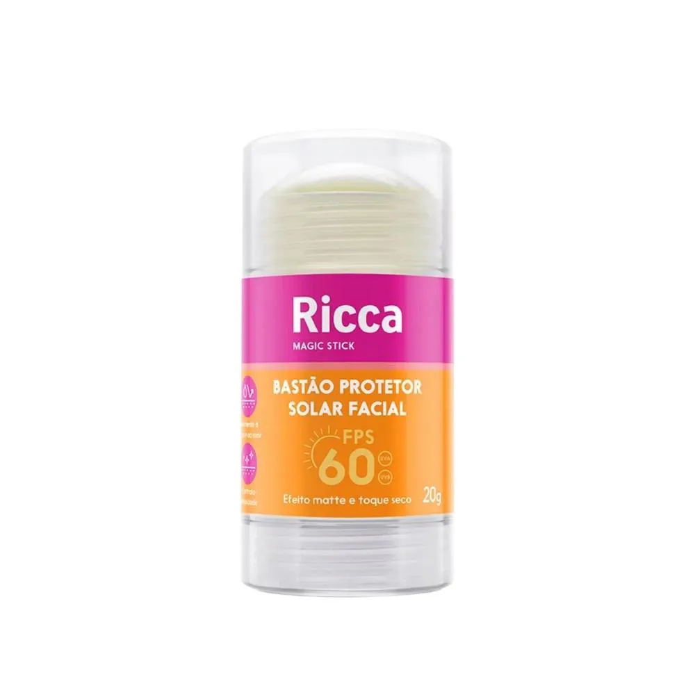 Bastão Protetor Solar Facial Fps60 Efeito Matte 20g Ricca