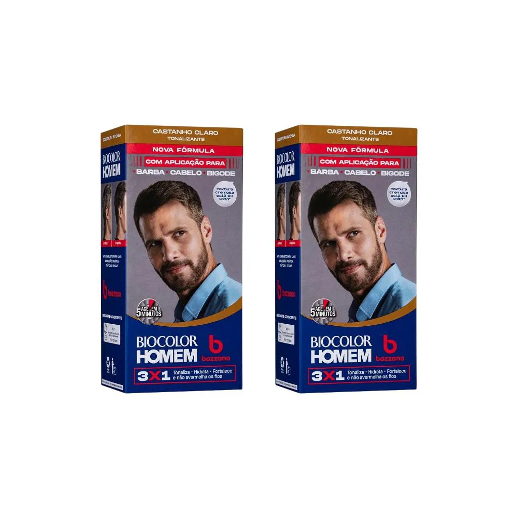 Coloraçao Biocolor Homem Bozzano Castanho Claro - Kit C / 2un