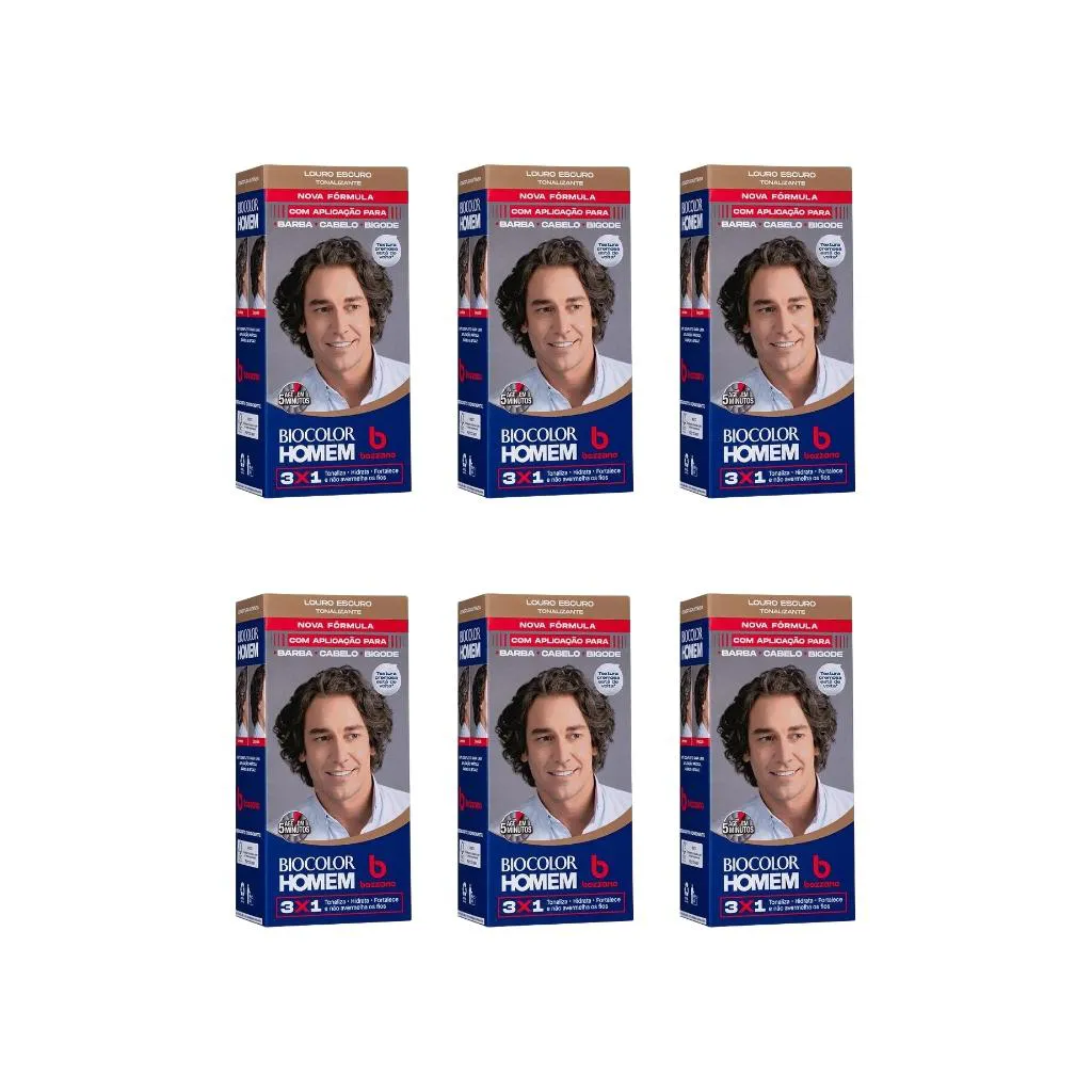 Coloraçao Biocolor Homem Bozzano Louro Escuro - Kit C / 6un