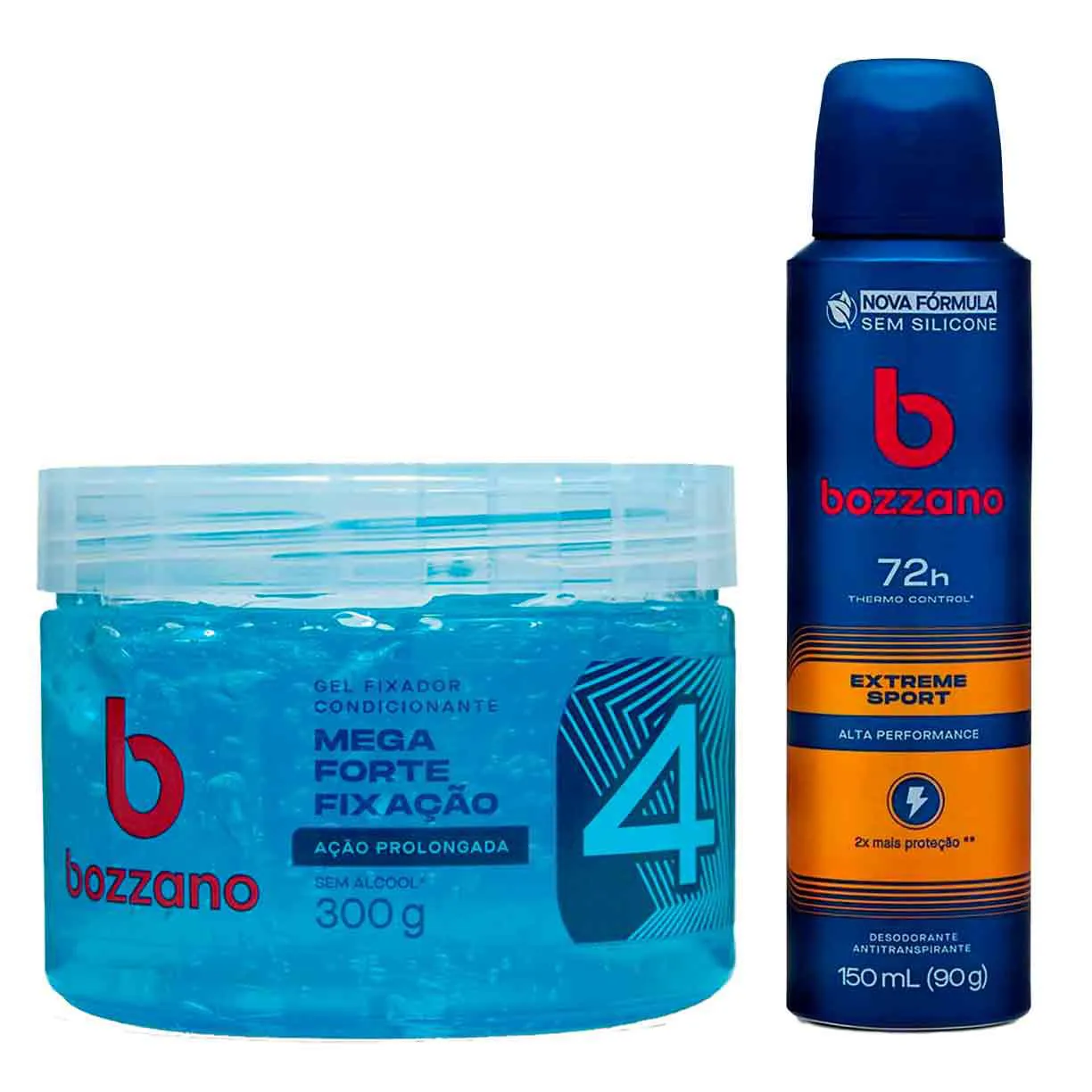 Kit Bozzano Masculino Gel Fixador Condicionante Ação Prolongada 300g + Desodorante Antitranspirante Aerosol Extreme Sport 72h 150ml
