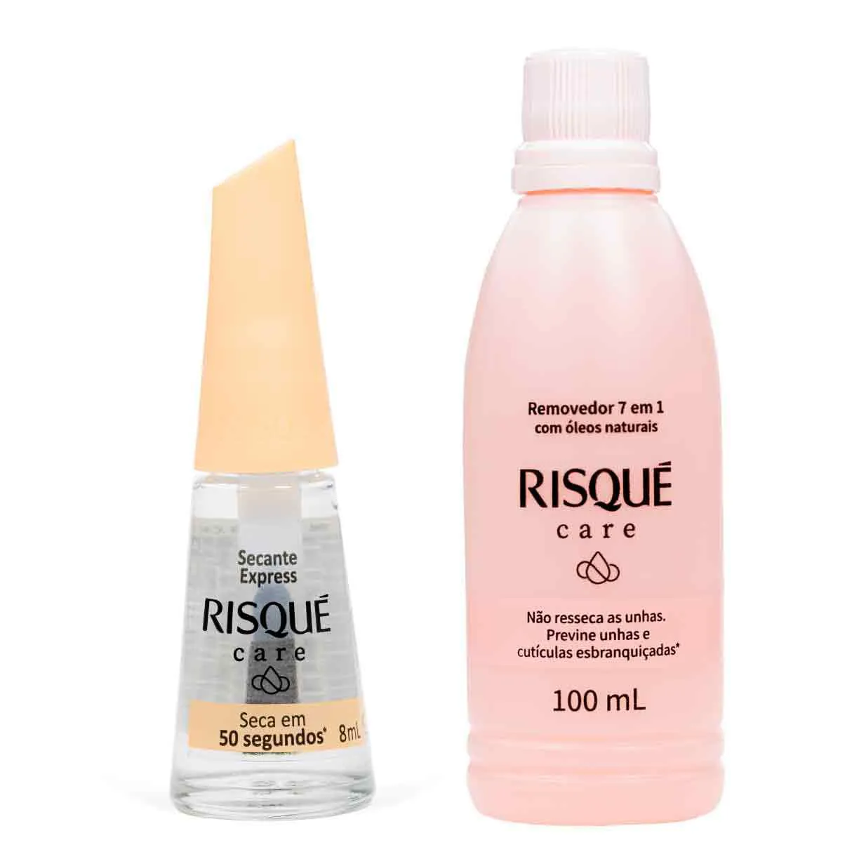 Kit Risqué Care Secante Express 8ml + Removedor de Esmalte Risqué Care 7 em 1 100ml