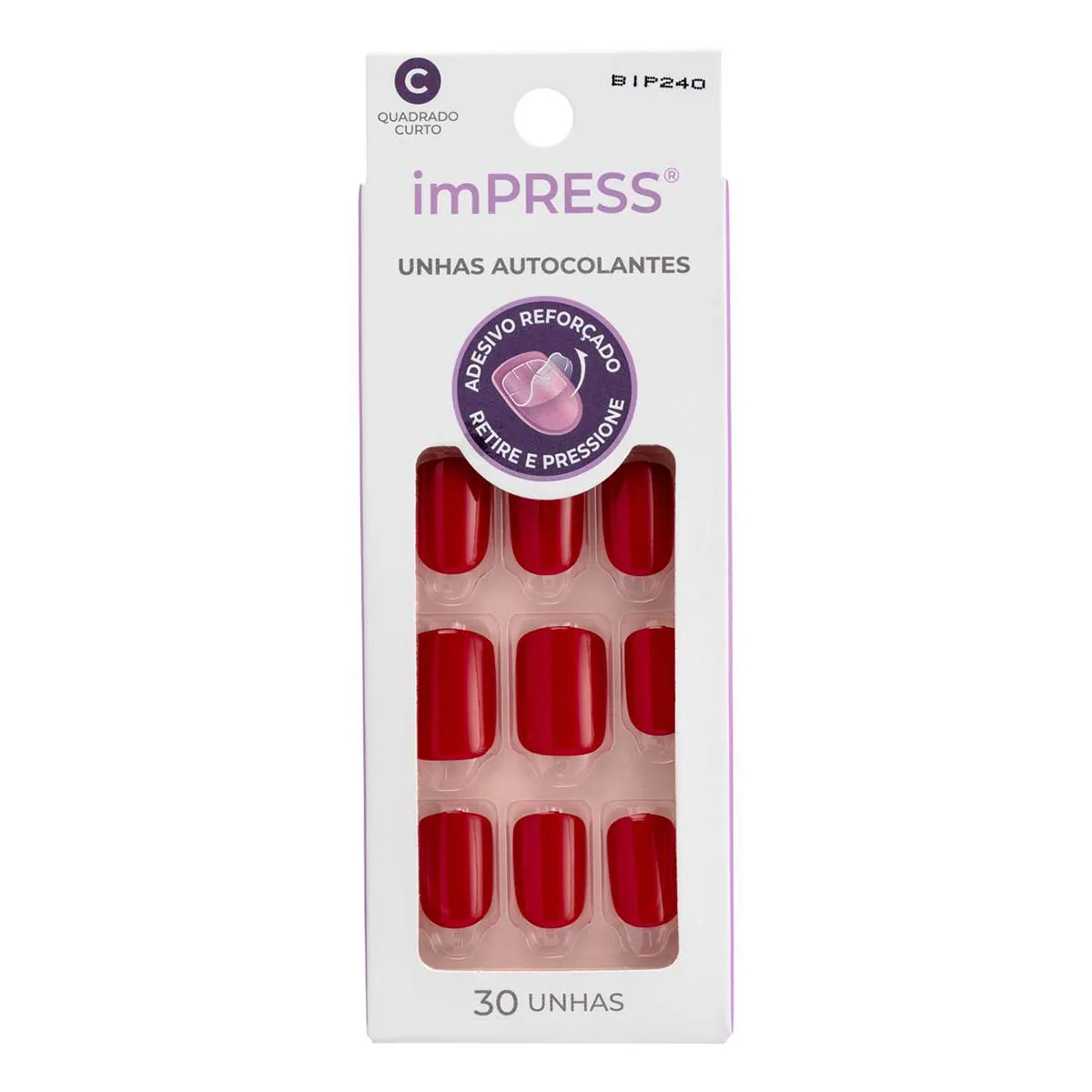 Unhas Autocolantes Kiss NY Impress Color Quadrado Curto Tweetheart 30 Unidades