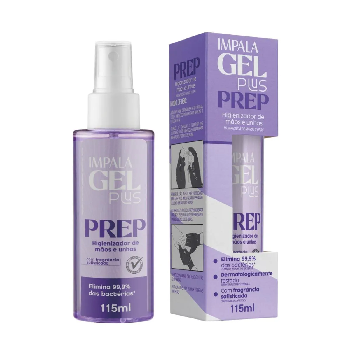 Spray Higienizador Prep Mãos Unhas Gel Plus Impala 115Ml