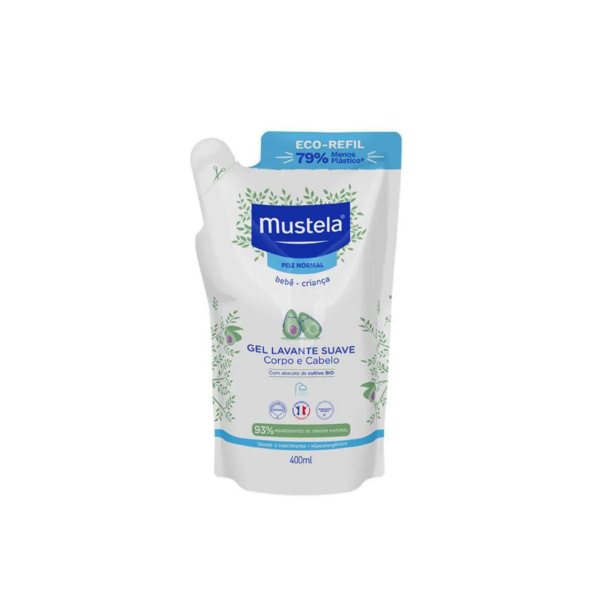 Refil Gel Lavante Suave Mustela Pele Normal 400ml