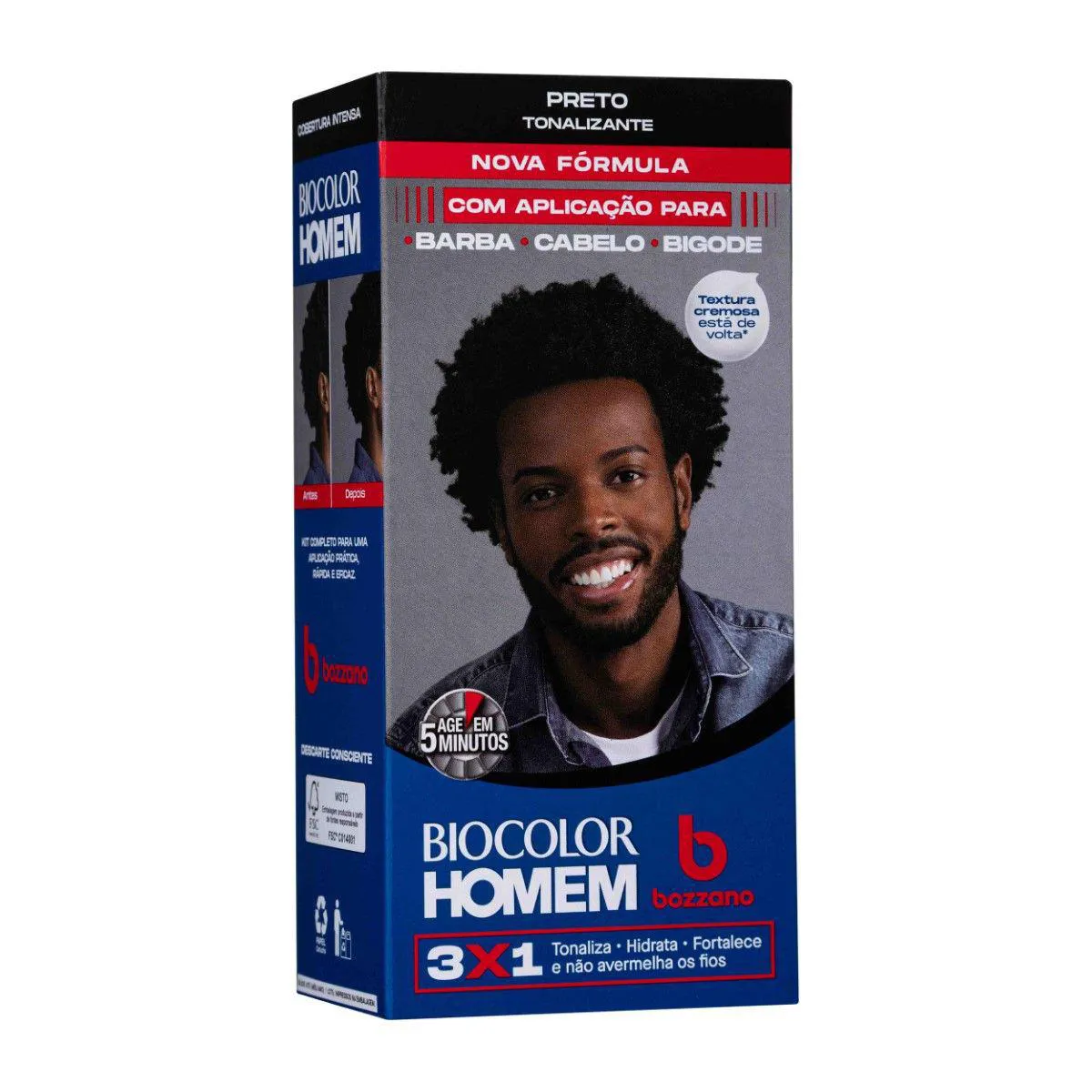 Tonalizante de Cabelo Biocolor Homem Bozzano - Preto