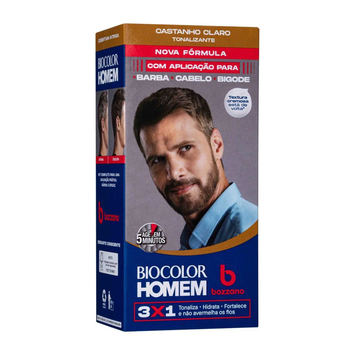 Tonalizante de Cabelo Biocolor Homem Bozzano - Castanho Claro