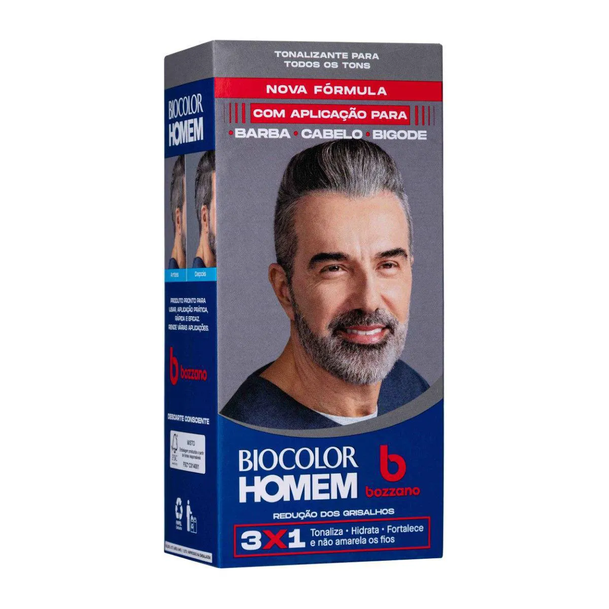 Tonalizante de Cabelo Biocolor Homem Bozzano - Redução dos Grisalhos