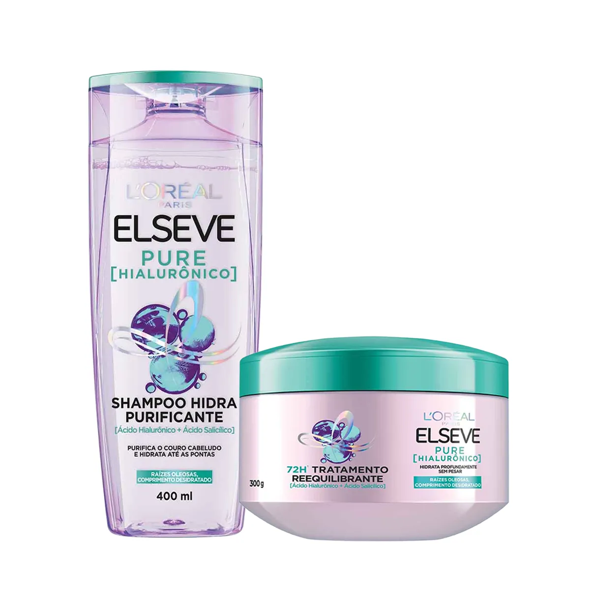 Kit L'Oréal Paris Elseve Pure Hialurônico Shampoo 400ml + Creme de Tratamento 300g