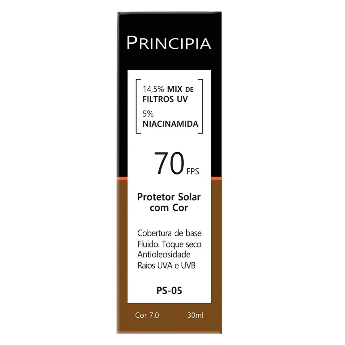 Protetor Solar Facial Principia Skincare PS-05 14,5% Mix de Filtros Uv + 5% Niacinamida FPS 70 Cor 7.0 30ml