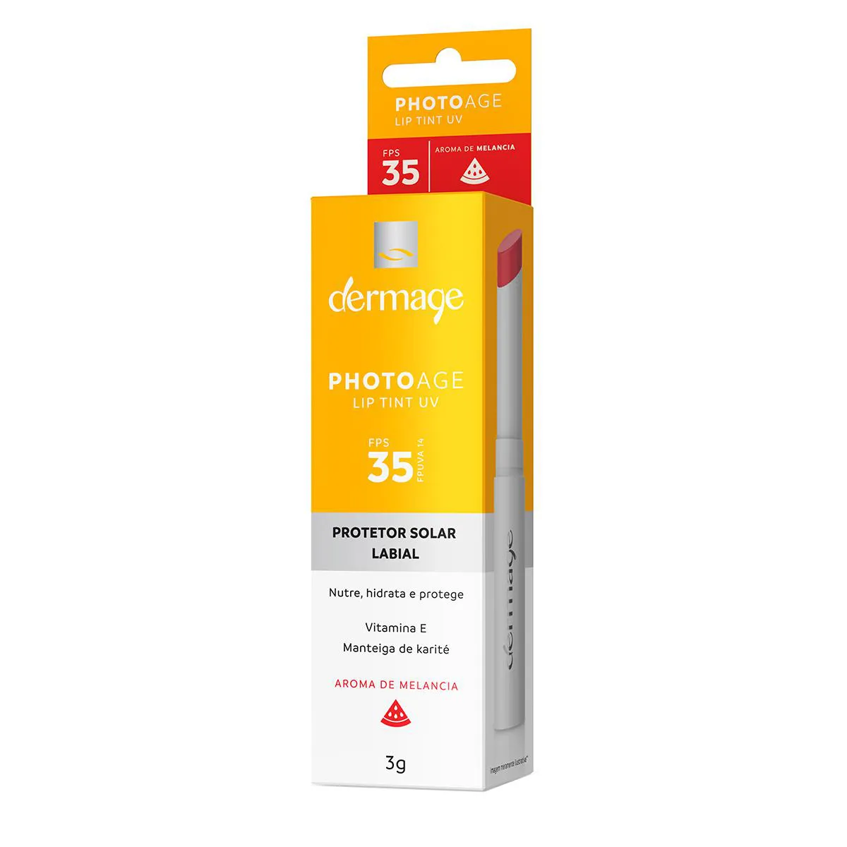 Protetor Solar Labial Dermage Photoage Lip Tint UV FPS 35 Aroma Melancia 3g