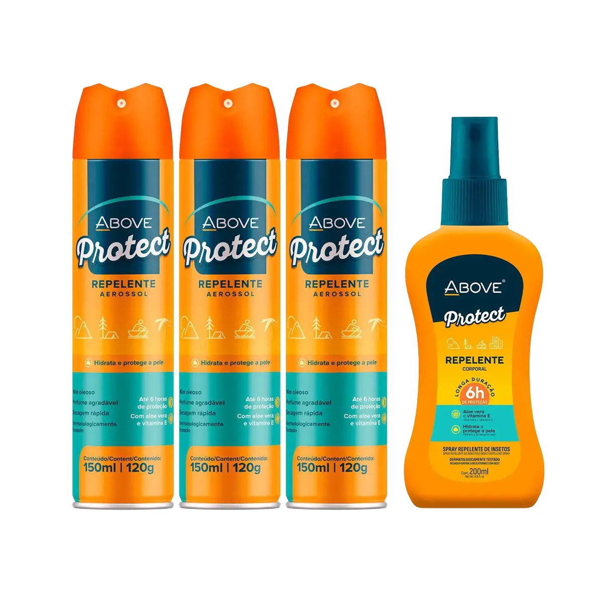 Kit Repelente de Insetos Above Protect spray 200ml + Repelente de Insetos Above Protect Aerossol 150ml