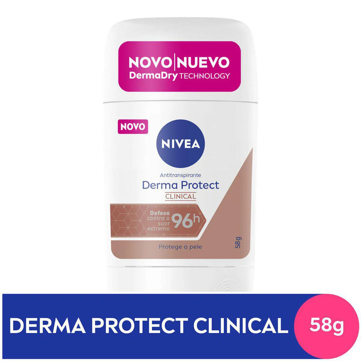 Desodorante Antitranspirante Stick Barra Nivea Derma Protect Clinical Feminino 96h 54g