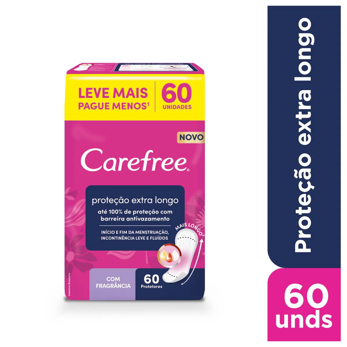 Protetor Diário Carefree Proteção Extra Longo com Fragrância 60 unidades