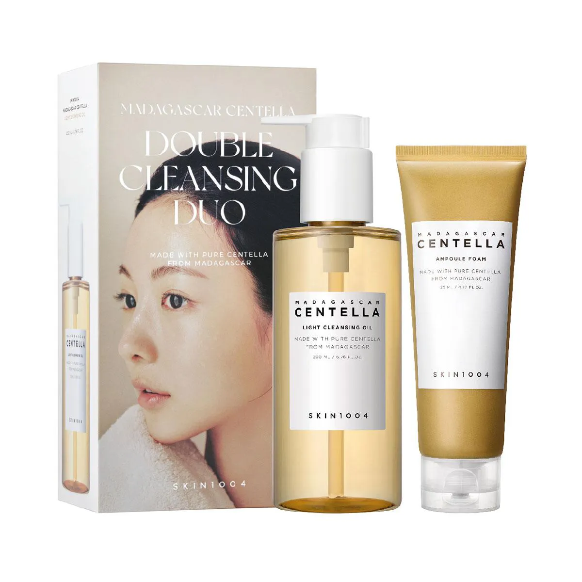 Kit Facial Skin 1004 Madagascar Centella Oléo de Limpeza Light Cleansing Oil 200ml + Espuma de Limpeza Ampoule Foam 125ml