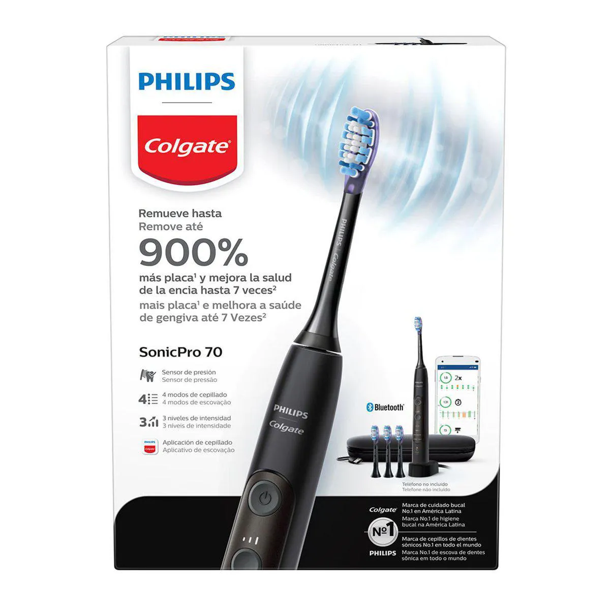 Escova de Dente Elétrica Philips Colgate SonicPro 70 + 3 Regis+ 1 Estojo