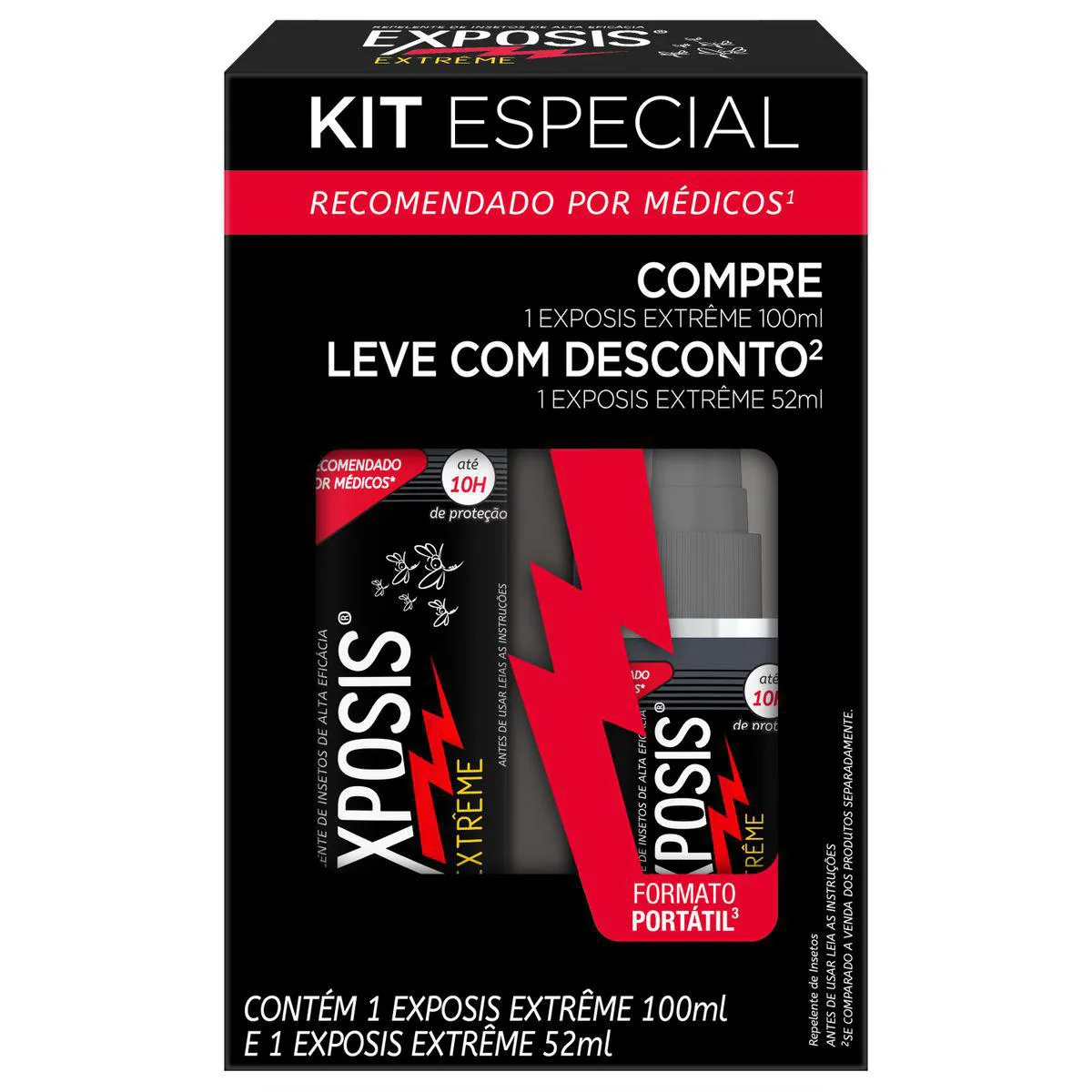 Kit Repelente Exposis Extrême Spray Icaridina 100ml + 52ml