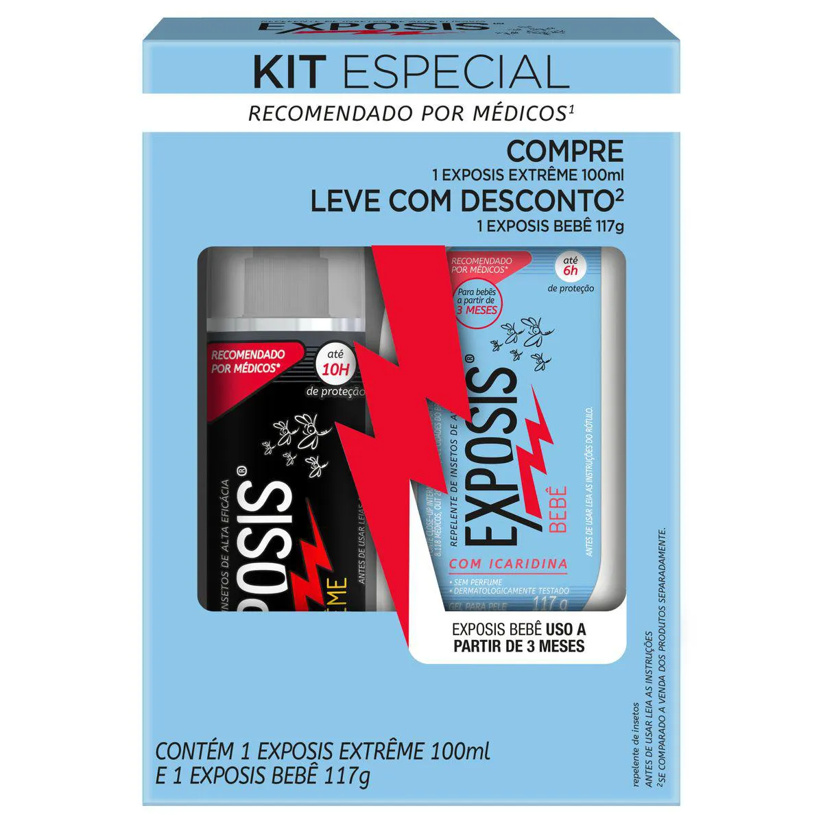 Kit Repelente Exposis Extrême Spray Icaridina 100ml + Exposis Bebê Gel Icaridina 117g