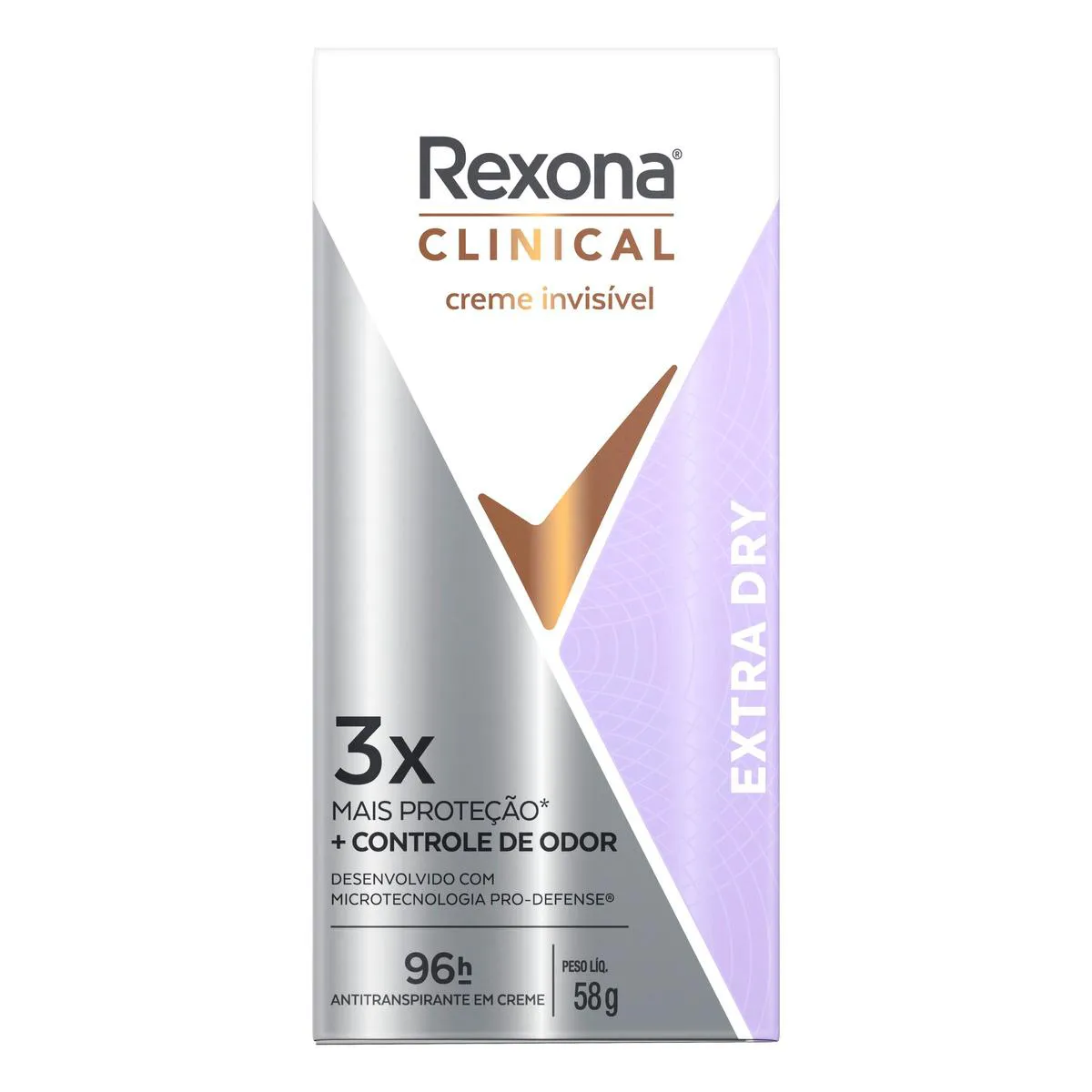 Desodorante Antitranspirante Stick Creme Rexona Clinical Extra Dry Feminino 96h 58g
