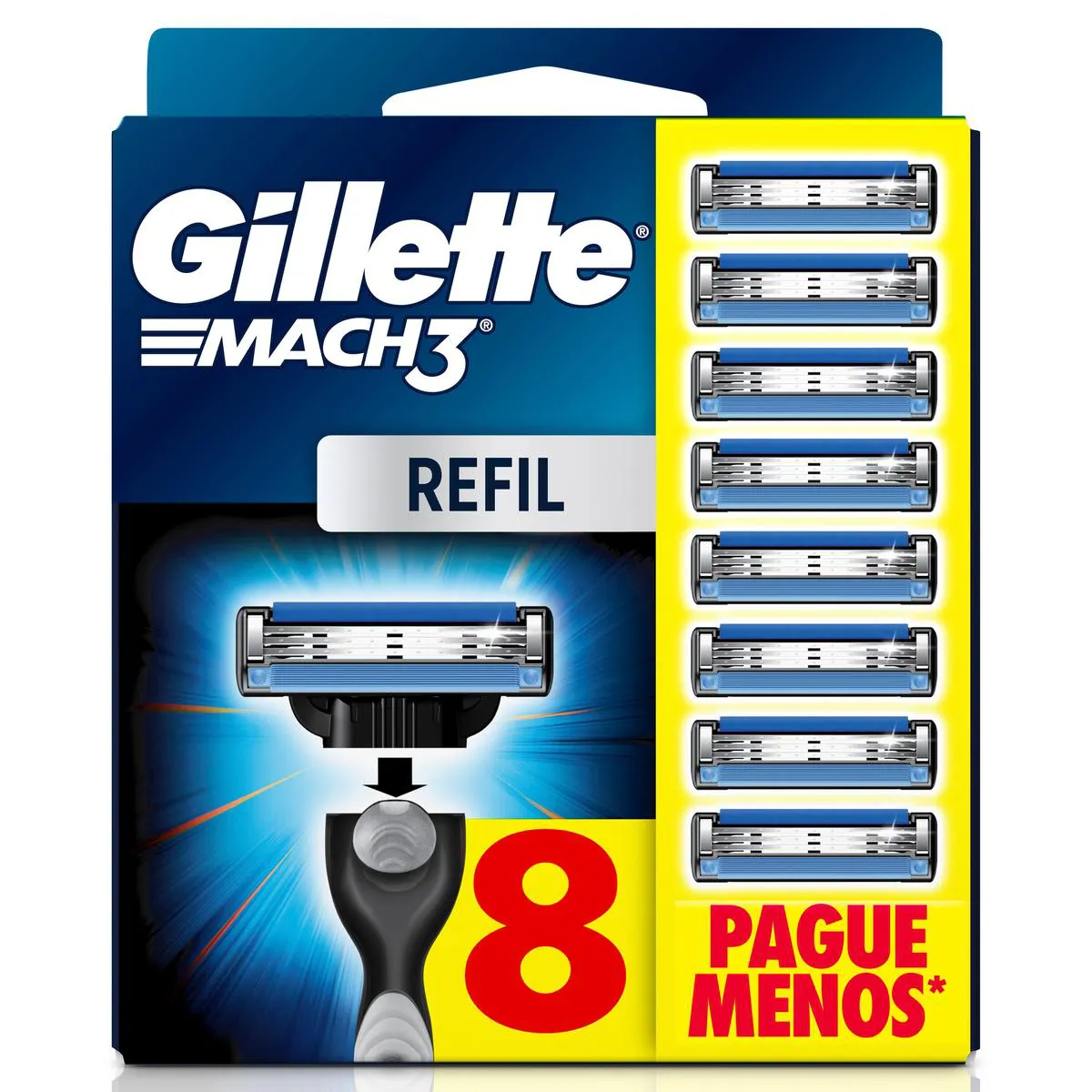 Carga para Aparelho de Barbear Gillette Mach3 com 8 unidades