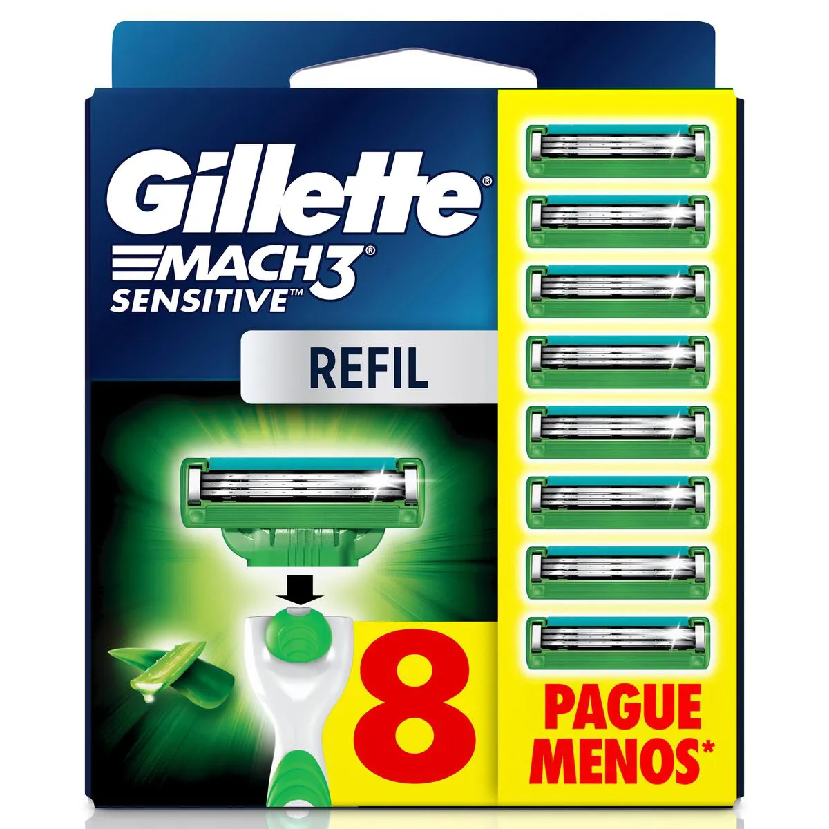 Carga para Aparelho de Barbear Gillette Mach3 Sensitive 8 unidades