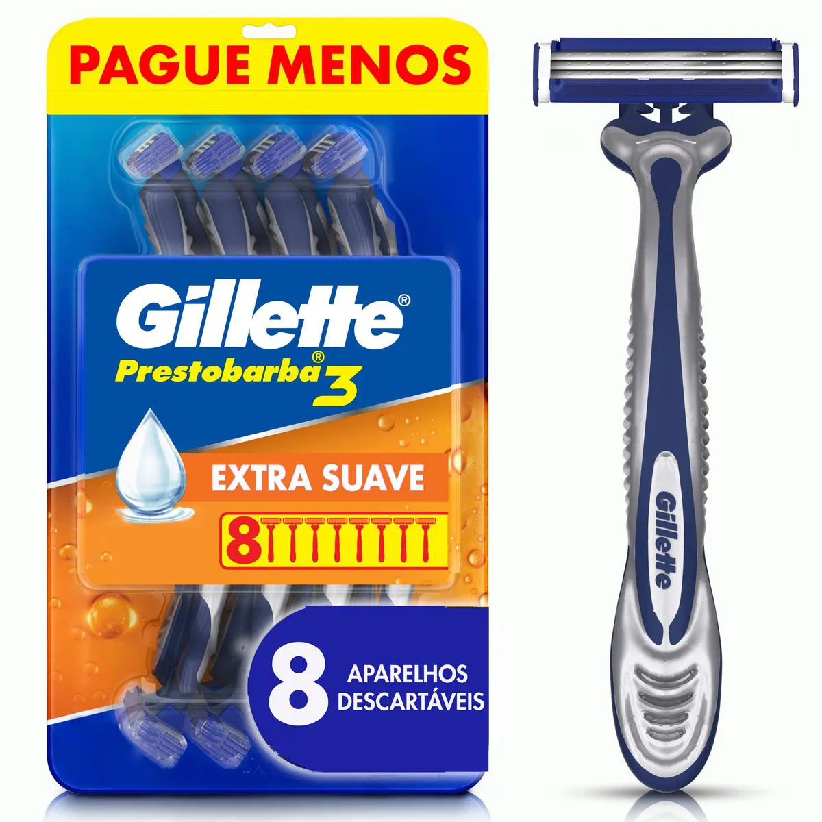 Barbeador Gillette Prestobarba 3 Comfortgel 8 unidades