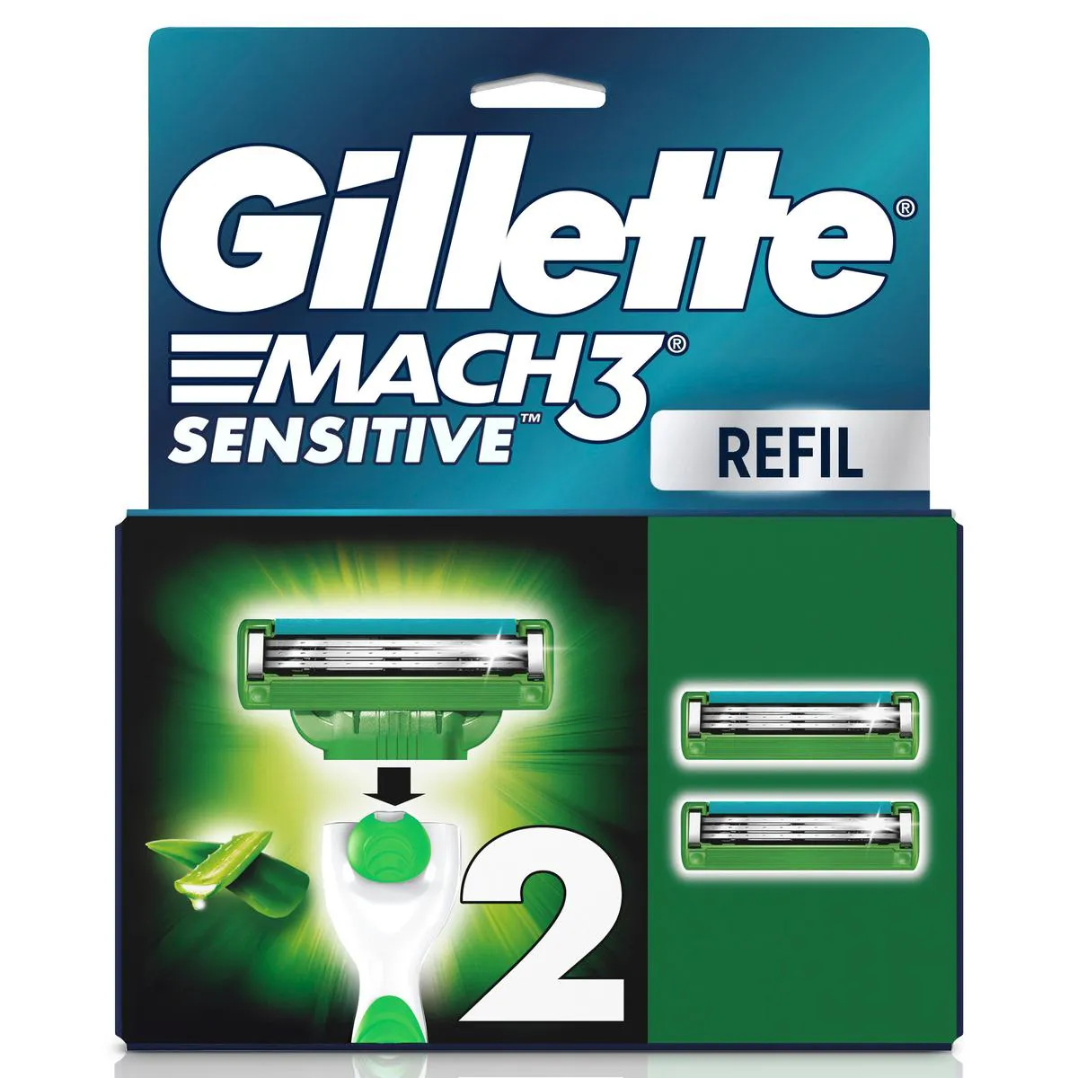 Carga para Aparelho de Barbear Gillette Mach3 Sensitive com 2 unidades