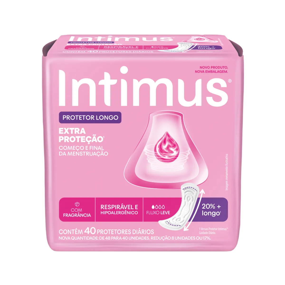 Protetor Diário Intimus Longo Extra Proteção 40 unidades