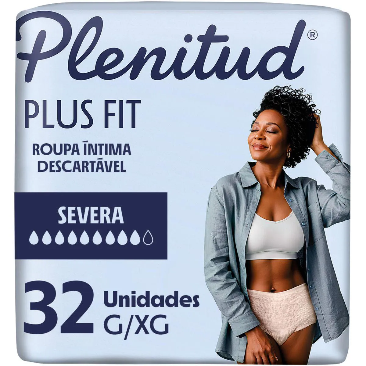 Roupa Íntima Descartável Feminina Plenitud Plus Fit G/XG 32 unidades