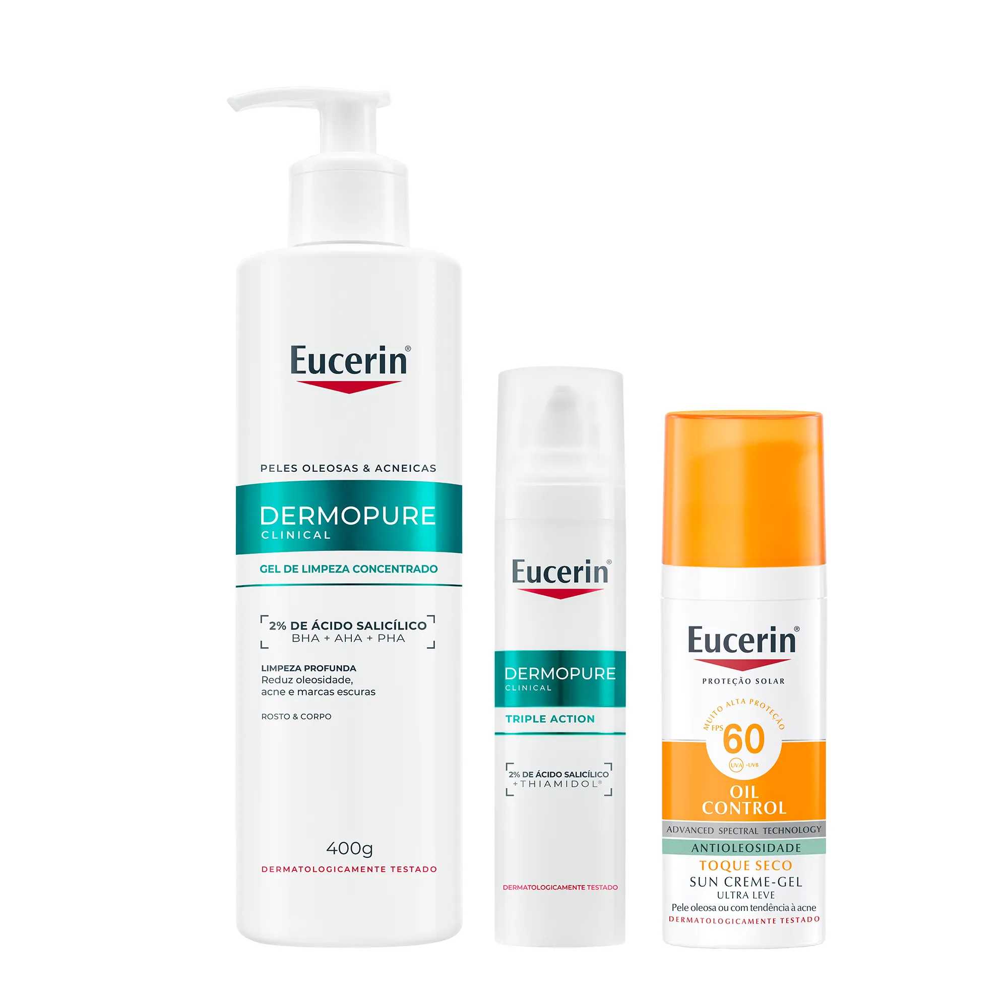 Kit Facial Eucerin Gel de Limpeza Dermo Pure Gentil 400g + Sérum Anti-Idade Hyaluron-Filler Epigenetic 30ml + Protetor Solar Fluido FPS 60 Hydro Fluid 50ml