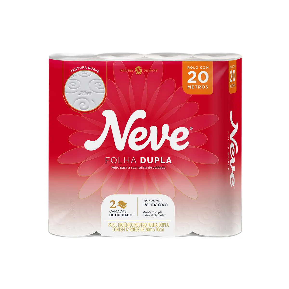 Papel Higiênico Neve Toque da Seda Folha Dupla 12 Rolos