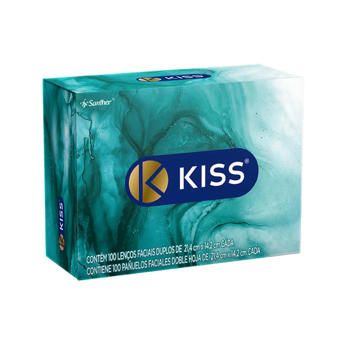 Lenço de Papel Facial Kiss Folha Dupla com 100 Unidades