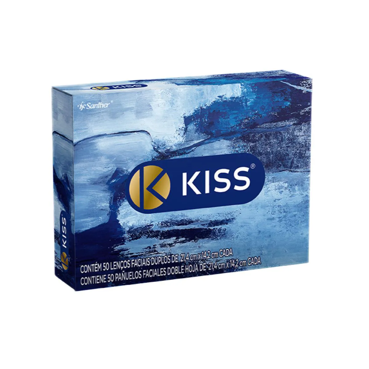 Lenço de Papel Facial Kiss Folha Dupla com 50 Unidades