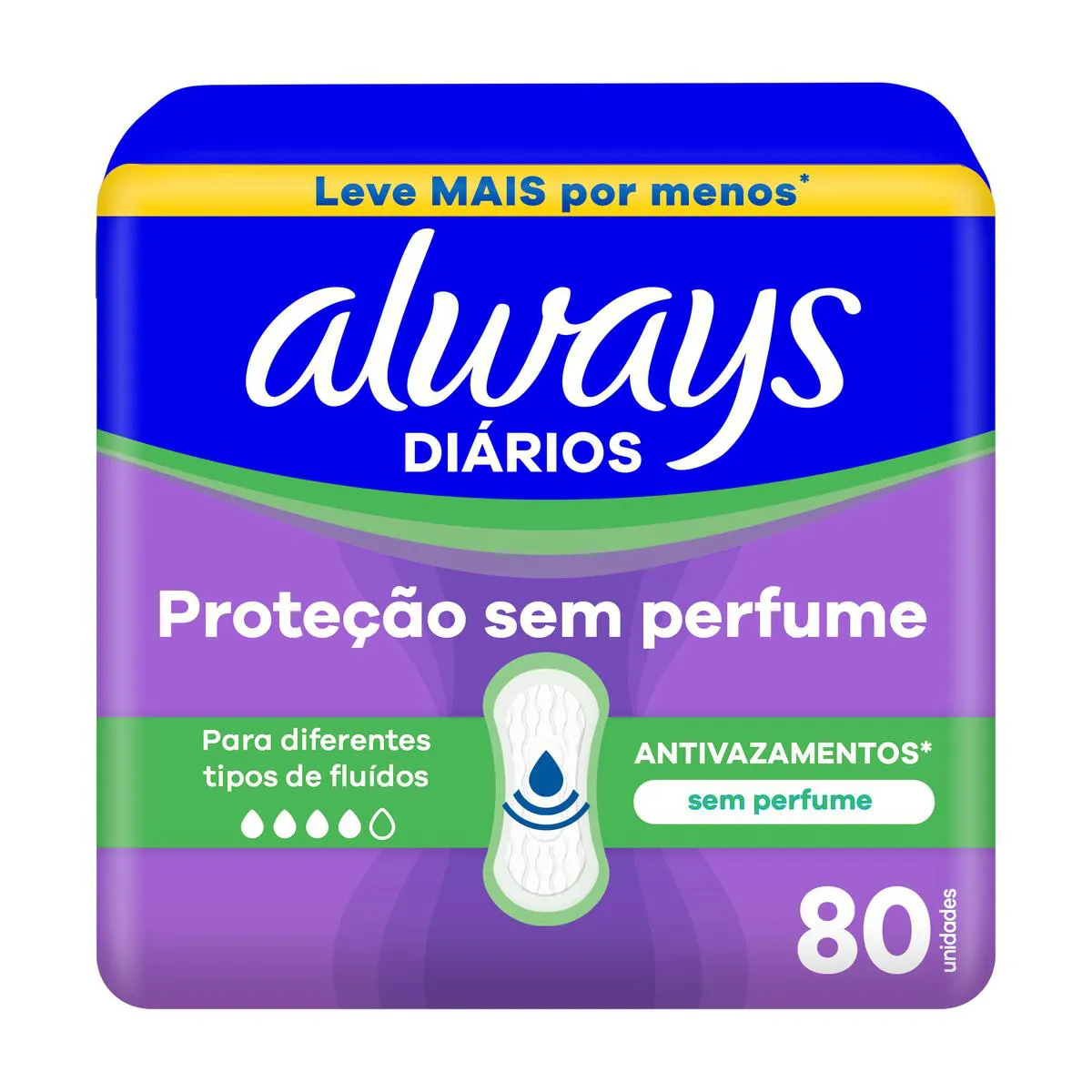 Protetor Diário Always Sem Perfume 80 unidades