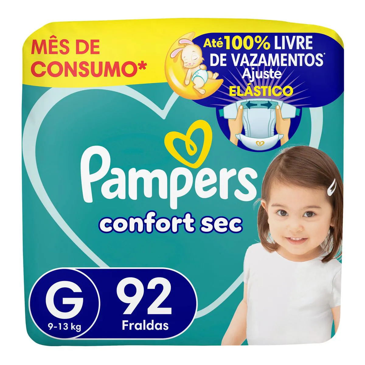 Fralda Pampers Confort Sec G 92 unidades