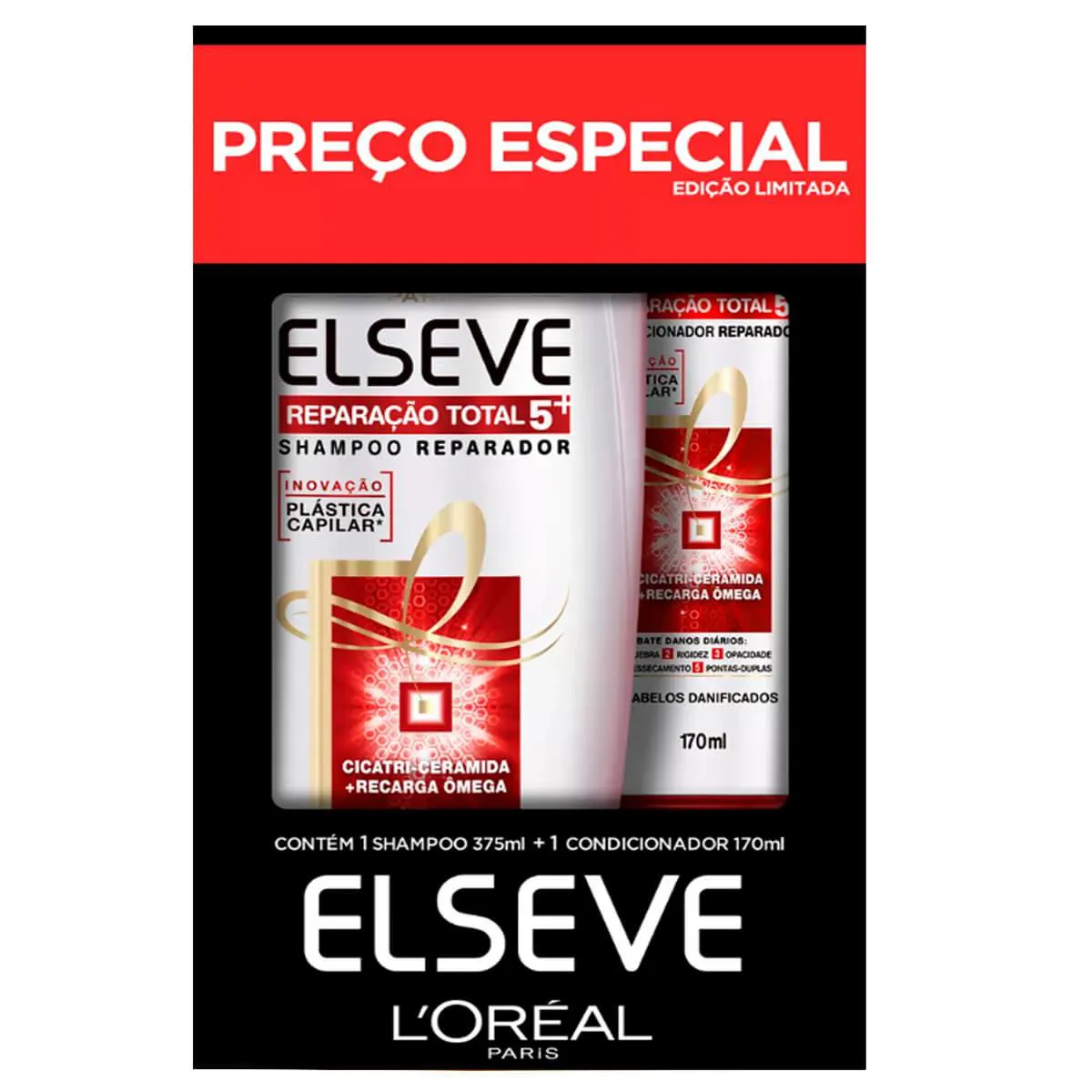 Kit L'Oréal Paris Reparação Total 5 Shampoo 375ml + Condicionador 170ml