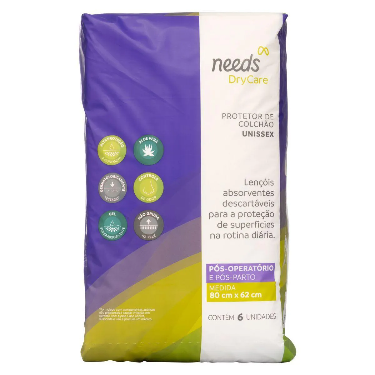 Protetor para Colchão Descartável Unissex Needs 82x62cm 6 unidades