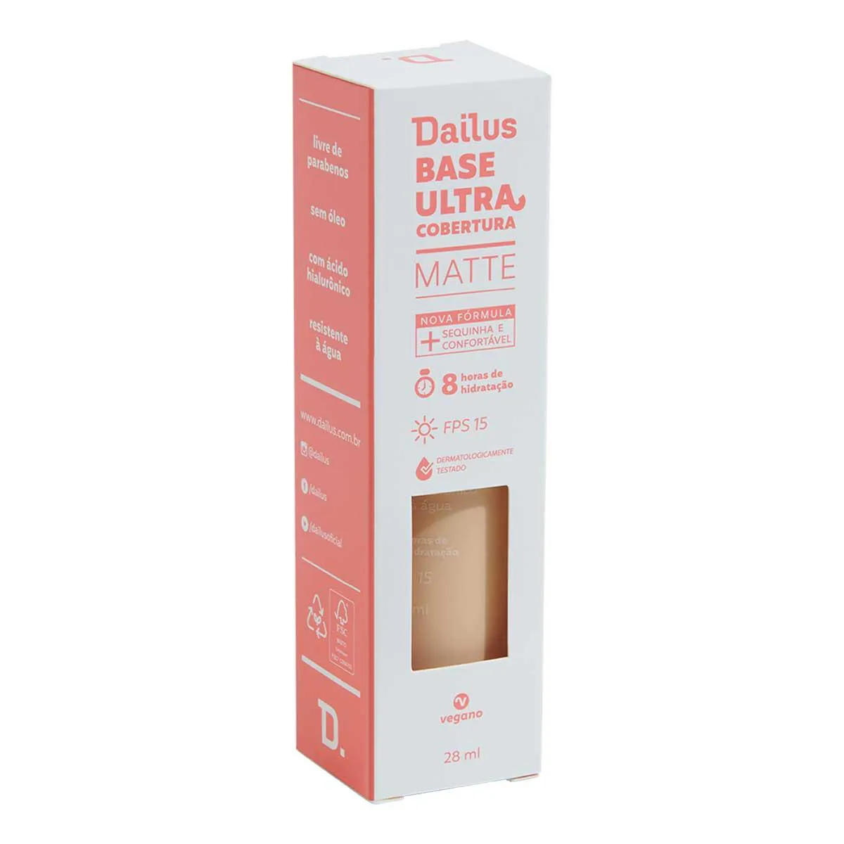 Base Líquida Dailus Ultra Cobertura Matte 28ml - D2 Claro