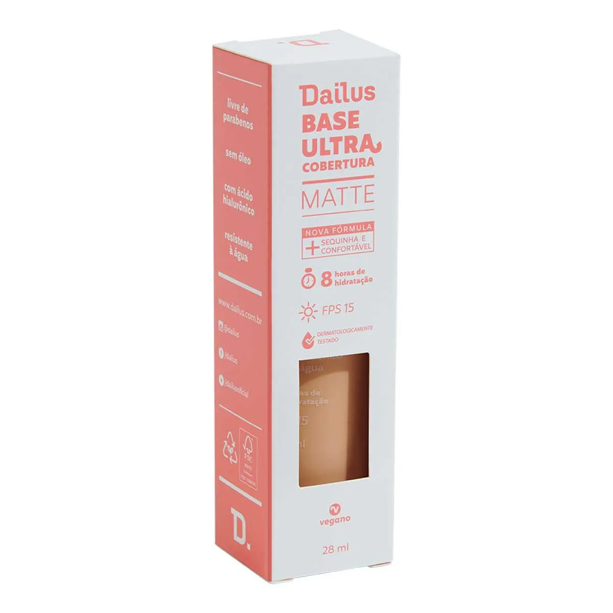 Base Líquida Dailus Ultra Cobertura Matte 28ml - D6 Médio