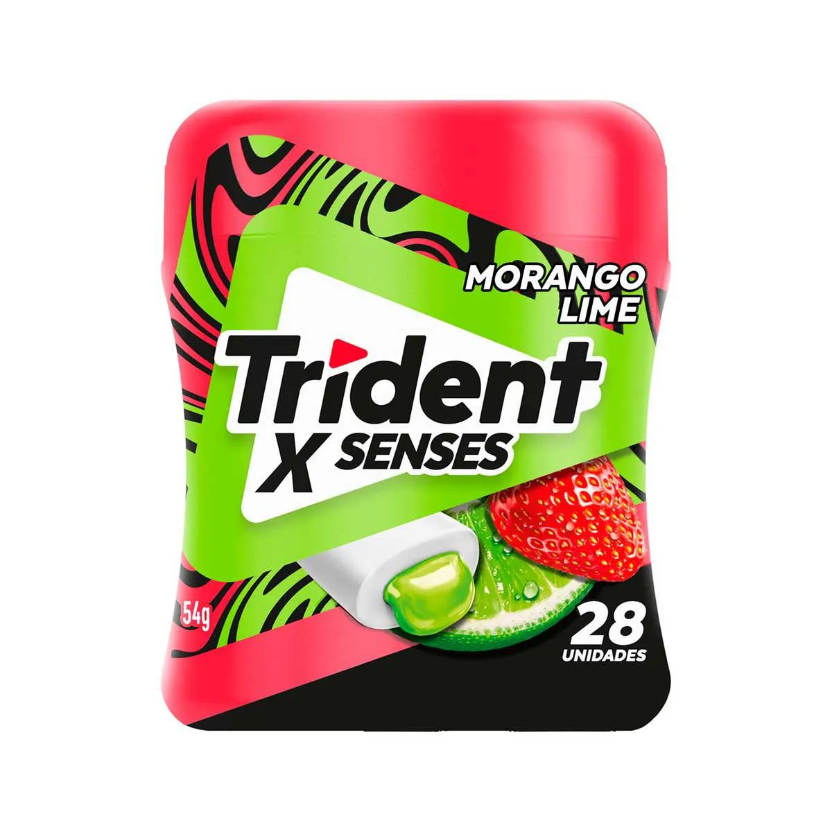 Goma de Mascar Trident X Senses Morango Lime Sem Açúcar 54g