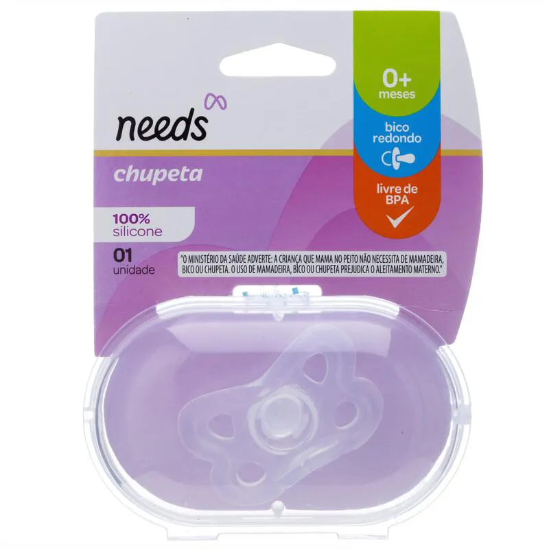 Chupeta de Silicone Bico Redondo Needs 0 a 6 Meses 1 Unidade